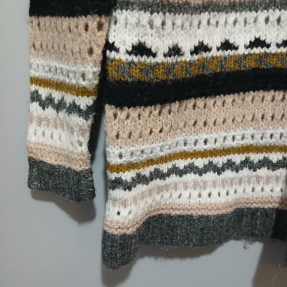 Ann Taylor Loft Sweater Womens Size Small Striped Gray Beige Wool Blend - Picture 3 of 6